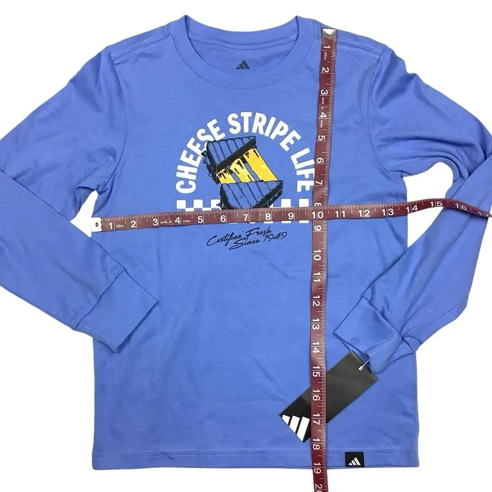 Adidas 2 Piece Set Boys Size 6 Blue Long Sleeve Cotton Tee Black Cargo Jogger